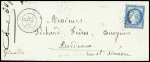 N°60 obl GC 6255 + T17 "La Celle Dunoise (22)" (1874) sur lettre, ind 18