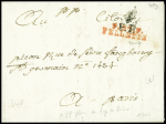 MP rouge "P 22 P Felletin" (1793) sur lettre pour Paris avec "PP" noir surmonté d'une fleur de lys, ind 18. Est jointe une lettre de JF Baudot