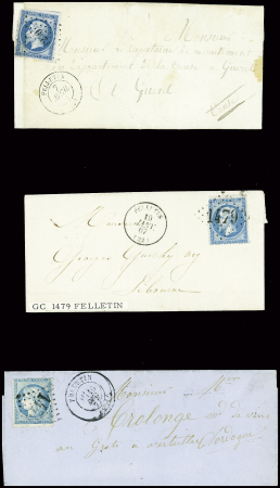 14 lettres de Felletin dont MP "Feuilletin" (L2 - 1776 - ind 14) et "P 22 P Felletin" (32x9mm - 1829 - ind 14)
