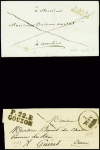 2 lettres avec MP rouge "P 22 P Gouzon" (23 x 7mm - 1817 - ind 19) et MP "P 22 P Gouzon" (1829 - ind 18), jolies frappes