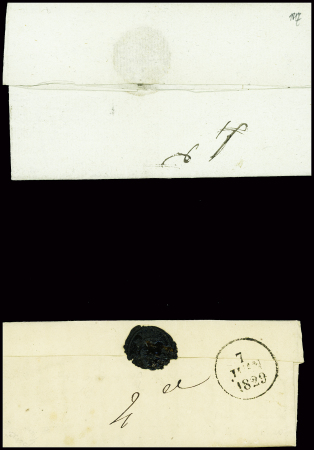 2 lettres avec MP rouge "P 22 P Gouzon" (23 x 7mm - 1817 - ind 19) et MP "P 22 P Gouzon" (1829 - ind 18), jolies frappes