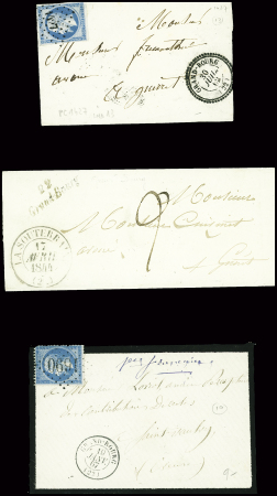 9 lettres de Grand-Bourg dont 3 cursives "22 Grand Bourg". TB