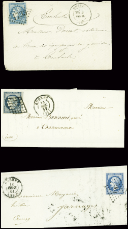 32 lettres de Guéret dont 2 marques manuscrites "Guéret" + paraphe manuscrit de franchise (L1 + L2). TB lot