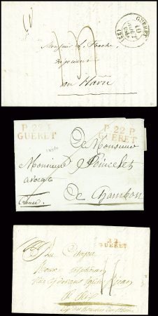 32 lettres de Guéret dont 2 marques manuscrites "Guéret" + paraphe manuscrit de franchise (L1 + L2). TB lot