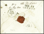 Env de Bourganeuf pour Guéret réexpédiée à Issoudun avec au verso jolie MP "Deb 22 Guéret", ind 22