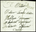 Lettre de Versailles pour Bénévent (an 13) avec au verso MP rouge "Deb 22 Guéret", ind 18. TB