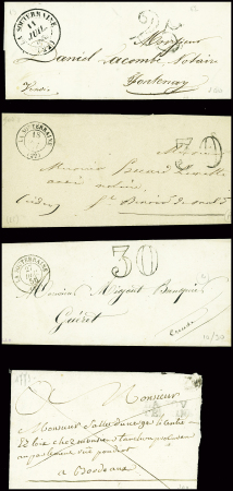 27 lettres de La Souterraine dont MP "La Souterraine" (1773) et MP rouge "P 22 P La Souterraine" (48x7mm - An 8 - ind 16) et noire (48x7mm - 1811)