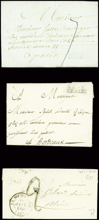 27 lettres de La Souterraine dont MP "La Souterraine" (1773) et MP rouge "P 22 P La Souterraine" (48x7mm - An 8 - ind 16) et noire (48x7mm - 1811)