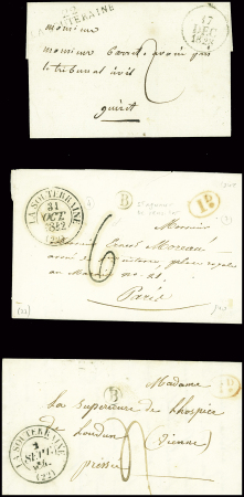 27 lettres de La Souterraine dont MP "La Souterraine" (1773) et MP rouge "P 22 P La Souterraine" (48x7mm - An 8 - ind 16) et noire (48x7mm - 1811)