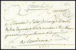 Lettre avec MP "La Sou-Teraine" + "franche" manuscrit (1773 - L1 + L2), ind 17 + ind 21. rare et TB