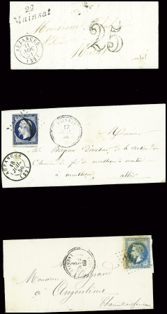 Restant de collection de la Creuse : 81 lettres : Ajain (1), Auzances (5), Bellegarde (4), Bonnat (5), Chatelux Malvaleix (9), La Courtine (2), Crocq (4)