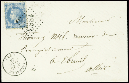 Restant de collection de la Creuse : 81 lettres : Ajain (1), Auzances (5), Bellegarde (4), Bonnat (5), Chatelux Malvaleix (9), La Courtine (2), Crocq (4)