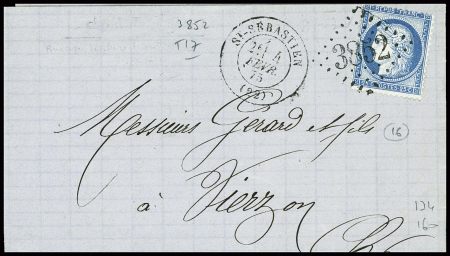 Restant de collection de la Creuse : 81 lettres : Ajain (1), Auzances (5), Bellegarde (4), Bonnat (5), Chatelux Malvaleix (9), La Courtine (2), Crocq (4)