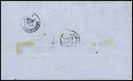 N°56 obl GC 5129 + T22 "Port Saïd Egypte" (1876) sur lettre, ind 21, signé Calves. TB