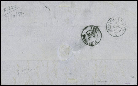 N°24, 80c rose, obl GC 5104 + T15 "Shang-Haï Bau Français" (1868) sur lettre pour Saint Etienne, ind 20. TB