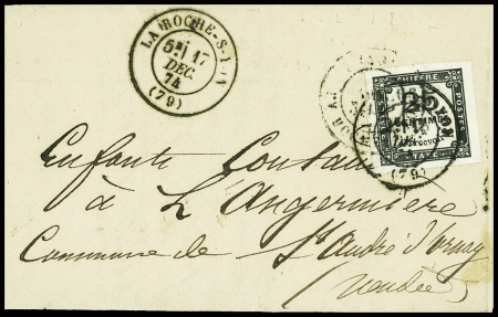 N°5 25c noir 4 grandes marges obl T17 "La Roche-Sur-Yon