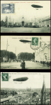 14 cartes postales avec vues du dirigeable "Ville de Nancy" dont l'une avec griffe violette "Cie Gle transaérienne parc du dirigeable Ville de Nancy"