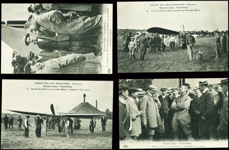 28 cartes postales du Circuit de l'Est dont beaucoup avec légende "Circuit de l'Est Nancy-Jarville 9, 10 aout et 11 aout 1910". TB