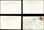 8 cartes postales sur l'accident du ballon Le Condor place Stanislas à Nancy (14 juillet 1908) dont série des 4 CP verticales des éditions H.Farnier.