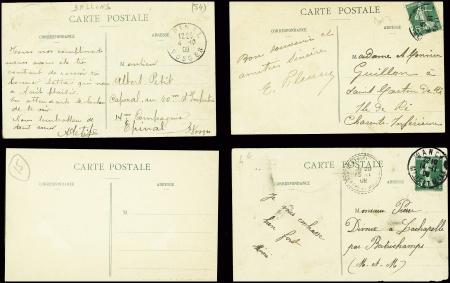 18 cartes postales du dirigeable "Ville de Nancy" dont une avec griffe violette "Cie Gle Transaérienne parc du dirigeable Ville de Nancy". TB