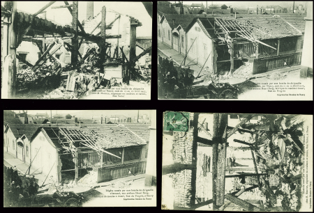 27 cartes postales de ruines causées à Nancy par des dirigeables et avions allemands. TB