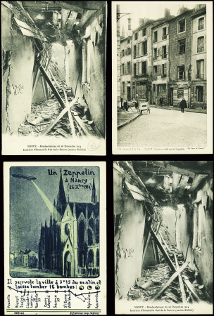 27 cartes postales de ruines causées à Nancy par des dirigeables et avions allemands. TB