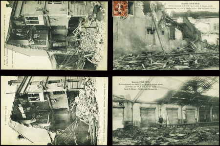 38 cartes postales de bombardements de Nancy par les canons allemands, la plupart 9/10 sept 1914. TB