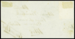N°3  obl grille + cursive "74 Les Grandes Ventes" + dateur B (1849) sur devant de lettre
