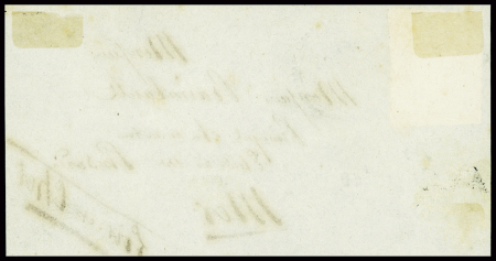 N°3  obl grille + cursive "74 Les Grandes Ventes" + dateur B (1849) sur devant de lettre