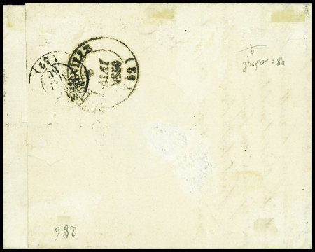 N°3 obl grille + cursive "53 St Aubin-s-Aire" + dateur B (1850), sur lettre, ind 26. RR et TB