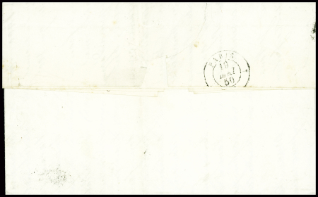 N°3, 2 paires obl grille + T15 Bourges (1850) sur lettre et triple port de 18g avec taxe 2 manuscrite (la lettre aurait dû être affranchie à 1F). TB