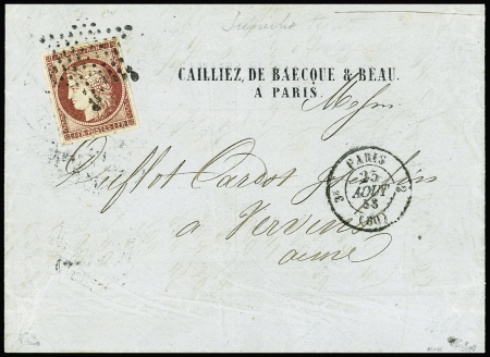 N°6 1f carmin, 4 marges régulières, obl étoile muette