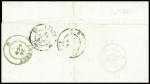 N°10 en paire obl rouleau de gros points + CAD de Paris "AS 2" (Pothion n°1510) sur lettre pour Annecy avec griffe "Via di Pt Beauvoisin". TB