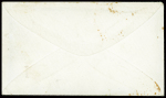 N°12, 5c vert obl étoile muette rouge sur une petite env contenant une carte de visite, signé JF Brun et Roumet. Rare et TB