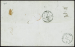 N°13 + 14, 2 pièces (2 nuances) obl rouleau de gros points + CAD "J Paris J" (1856) sur lettre avec correspondance pour Chambéry avec arrivée au verso