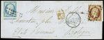 N°14 obl rouleau de gros points + CAD "2e Paris 3 (60)" (1858) sur lettre pour Bologne (Etats Romains). TB