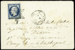 N°14 obl étoile muette + CAD "3e Paris 18 (60)" (dec 1855) sur lettre pour un capitaine du 1er corps d'armée au camp de Sébastopôl avec au verso CAD d'arrivée