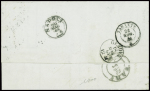 N°23 obl griffe noire "Francia via di Mare" répétée à côté sur lettre de Marseille pour Tarente (Salles n°659), ind 20. Jolie pîèce