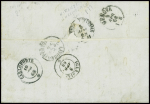 N°23 obl griffe noire "Francia di Mare" répétée à côté (Salles n°659) sur lettre pour Carloforte (Italie), ind 20. TB