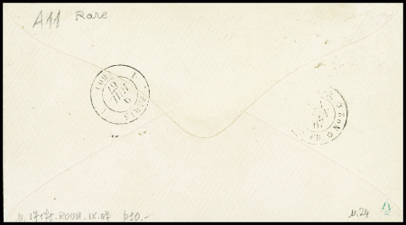 N°24 obl ancre + CAD octogonal "CUBA *" (1867) (Salles n°1364) sur lettre pour Paris, ind 18. TB