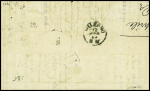 N°31 obl cachet rect noir "Bastimenti mercantili estero" répété à côté sur lettre de Marseille pour Palerme (Salles n°679), ind 34. RRR et TB