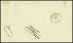 N°31 obl rect de points "184" + CAD "Napoli UF° SUCCle del porto" (1868) + griffe bleue "Affranchie" sur lettre de Marseille pour Naples (Salles n°695)