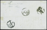 N°31 obl griffe "Francia di Mare" répétée à côté sur lettre de Marseille pour Catane (Salles n°659), ind 20. TB