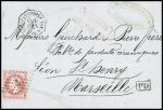 N°32, 80c rose, obl ancre + CAD octogonal "Constantinople PAQ. FR.U N°3" (1872) (Salles n°882) sur lettre pour Marseille, ind 15. TB
