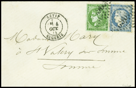 N°37 + 42 obl GC 5062 + T17 "Setif Algérie" (4 oct 71) sur lettre, signé Calves. TB
