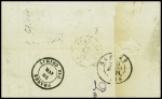 N°42, paire percée en lignes + n°46 obl GC 4013 + T16 Trélon (30 avril 71) sur lettre pour Namur, signé Calves. TB