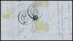 N°31 + 48 obl GC 12 + T17 Agen (1871) sur lettre pour Dax, belle association. TB