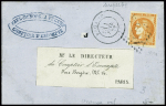 N°48 obl GC 1478 + T17 Fécamp (1872) sur lettre pour Paris. TB