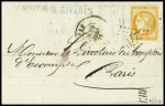 N°48 obl GC 2795 + T17 Pau (1872) sur lettre, signé Calves. TB