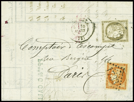 N°48 + 56 obl GC 1733 + T17 Guéret (1874) sur lettre. TB